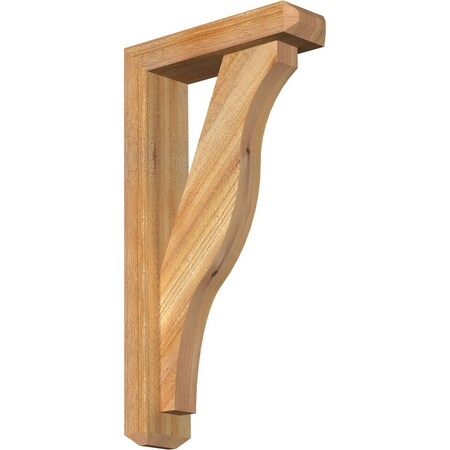 Ekena Millwork Funston Craftsman Rough Sawn Bracket w/ Offset Brace, Western Red Cedar, 4"W x 14"D x 26"H BKT0402X14X26FST04RWR